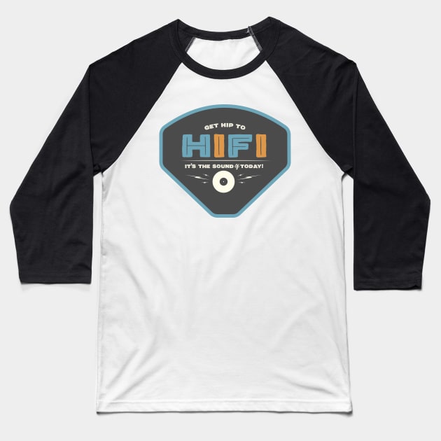 Vintage hi fi stereo graphic art Baseball T-Shirt by SerifsWhiskey